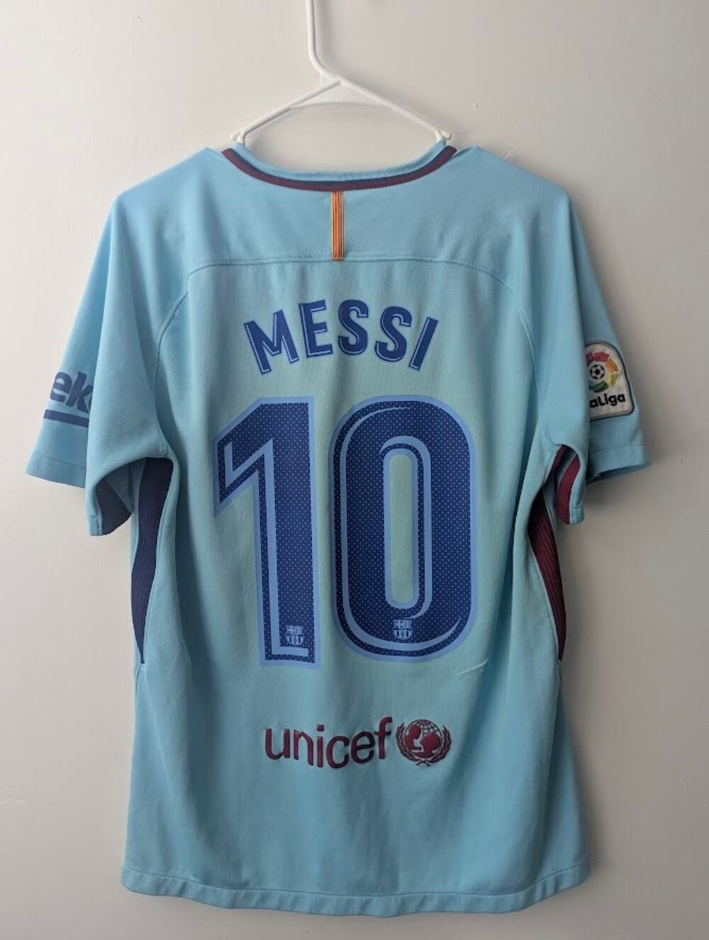 Barcelona 2017 2018 Away Lionel Messi Jersey Men Medium Nike Rare Blue